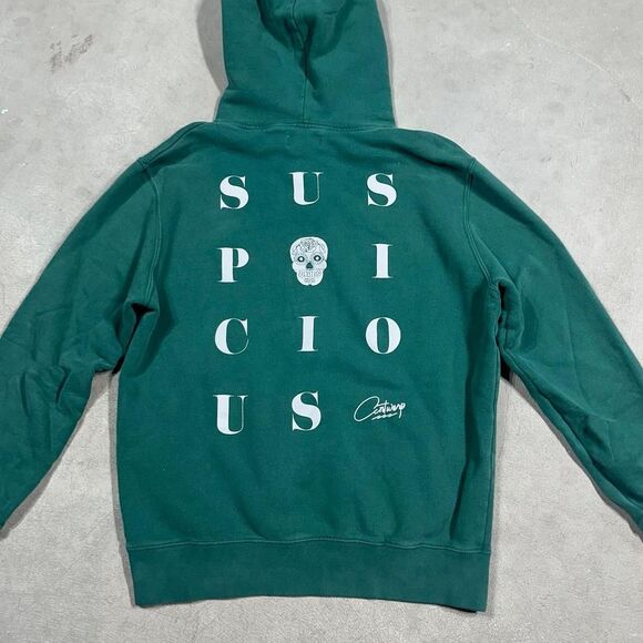 Suspicious Antwerp Skull Hype Playground Men's Green Hoodie - Picture 1 of 6